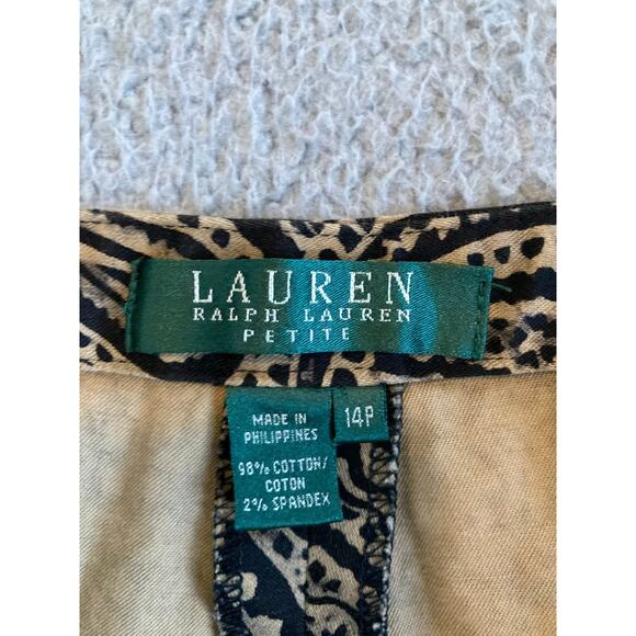Lauren Ralph Lauren Pants 14P Large Petite Paisley Chino Stretch Straight Flat - Picture 5 of 12